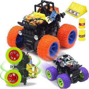 CozyBomB™ Monster Trucks Toys for Boys - Friction Powered 3-Pack Mini Push and Go Car Truck Playset for Boys Girls Toddler Aged 3 4 5 Year Old Gifts for Kids Birthday Christmas