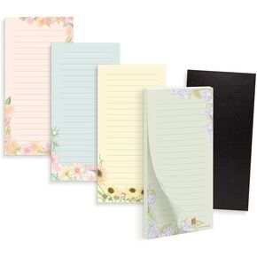 Set of 4 Magnetic Notepads for Refrigerator - Fun Floral Magnetic Note Pad for Fridge Sets - Magnetic List Pads for Refrigerator - Magnet Notepads for Refrigerator - 3.5" x 7", 50 Pages