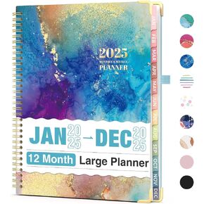 Forvencer 2025 Planner, Hardcover Weekly and Monthly Planner, Jan - Dec 2025, Agenda Book Planner for Women, 8.5"x 11"Calender Planner with Spiral Bound, Month Tab for School, Office (A4, Blue Marble) in Kuwait