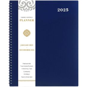 2025-2026 Monthly Planner - JUL. 2025 - DEC. 2026 Monthly Planner, 9" x 11", 2025-2026 Planner Monthly with Contacts and Back Pocket, Twin-Wire Binding - ZLPP