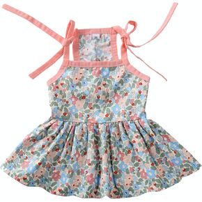 Dog Dresses Pet Shoulder Strap Thin Vest Skirt,Small Dog Floral Dress Cat Sun Protection Princess Skirt(Pink,XL)