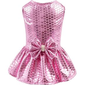 CuteBone Dog Dress Mermaid Girl Puppy Bling Skirt Cat Outfit Small Dogs Costume Pet Clothes for Holiday Beach DD11S