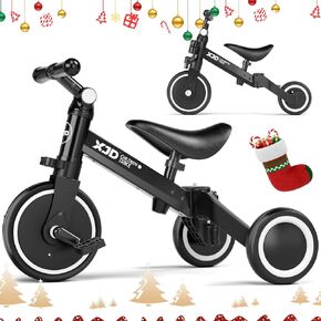 ﻿XJD 5 in 1 Toddler Bike, Tricycle for Toddlers 1-3 with Adjustable Seat Height, Removable Pedals, Ideal Balance Bike Birthday Gifts and Toys for Boys and Girls