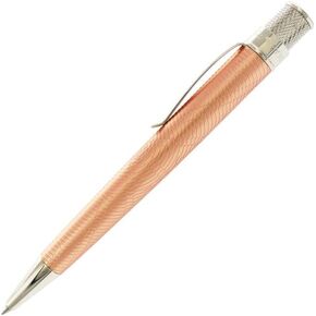 Tornado Vintage Metalsmith Series, Rollerball Pen, Nikola Tesla, Copper-plated Barrel with Etched Concentric Circles, Platnium Accents (VRR-2551)