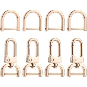 8 Pcs Detachable Snap Hook Swivel Clasp 1.89 Inch Metal Bag Strap Hardware Replacement Lobster Claw Purse Clips Clasp with 4 Pcs D Rings Screw Bar for Keyring Collar Supplies
