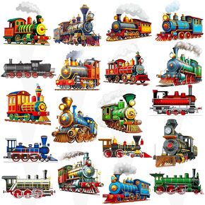 48Pcs Retro Train Cupcake Toppers Train Birthday Party Decorations Vintage Train Theme Cupcake Picks Decorations for Steam Train Theme Birthday Party Baby Shower Supplies