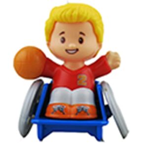 Fisher-Price Replacement Figure Little People Mia and Josh Basketball Playset FGX51 - Replacement Little Boy Josh Figure in Wheelchair Holding Basketball