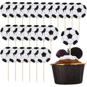 48Pcs Soccer Ball Cupcake Toppers Sports Theme Football Cupcake Picks for Sport Balls Game Theme Baby Shower Wedding Birthday Party Cake Decorations Supplies