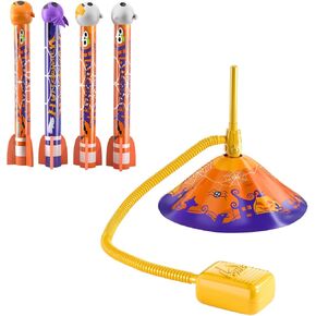 TEMI Halloween Toy Rocket Launcher for Kids - Launch up to 100 ft, Fun Outdoor or Indoor Toy for Kids Age 3, 4, 5, 6, 7 Years Old, Perfect Party Favors and Goodie Bag Fillers for Toddlers,Boys & Girls