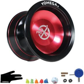 Yomega Pro x2 - يويو ألومنيوم بمستوى احترافي للاعبين المتقدمين - محمل كروي على شكل H، مقاس C مع لعب مستجيب/غير مستجيب قابل للتعديل + ضمان لمدة 3 أشهر (أحمر) in Kuwait