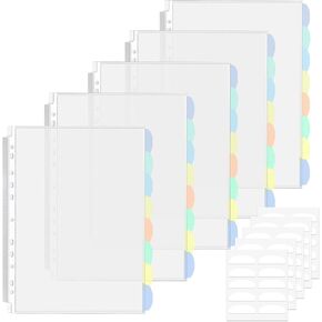 Binder Dividers & Sheet Protectors for 2/3/4 Ring Binder - 3 Sets of 24 Pack A4 Plastic Sleeves with 8 Tab Binder Sleeves, Clear Page Protectors for School, Home & Office Organization