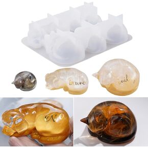LET'S RESIN Pet Memorial Statue Resin Molds,3D Animal Epoxy Resin Molds for Preserving Pet Hairs & Ashes, Sleeping Dog and Cat Figurine Silicone Molds,Great for DIY Resin Pet Keepsakes, Pet Loss Gifts