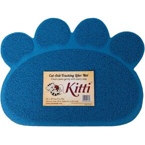 Cat Litter Anti Tracking Mats, Paw Print, Blue