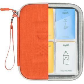 PROfezzion Card Case Holder for Yoto Cards, 88 Pockets Card Holder Storage with Zipper & Carry Strap for Yoto Player & Yoto Mini Cards, Card Binder Holder with Sleeves for Travel - Orange