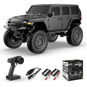 1/24 RC Crawler 4WD Off-Road Monster Truck, Rock Climbing Vehicle with Bright Headlights, Waterproof RTR 2.4GHz Hobby-Grade Remote Control Car with 4 Batteries for Adults and 14+ Years Olds