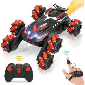 Eulogia 6WD Gesture Sensing RC Stunt Car, 2.4GHz RC Climbing Car with Spray & Music, 360° Spin All Terrain Remote Control Car Kids Toys Gift for 5-12 Years Old Boys Girls Christmas Birthday
