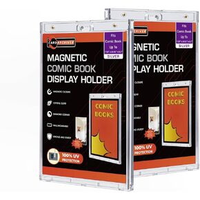 2ct Current Magnetic Comic-Book Display-Cases - Crystal Clear One Touch Comic Book Display Holders, UV Protection Comic Book Slab Protectors, Premium Wall Mountable Comic Book Protective Holders
