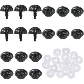 GORGECRAFT 20PCS Plastic Matte Safety Noses with 20PCS Spacer Craft Sew Dog Nose Black Teddy Bear Noses Doll Making Supplies Nose Animal Crochet Noses for Stuffed Animals Jewellery Making Crafts
