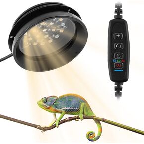 LED UVB Reptile Light with Dimmer & Timer, UVA UVB Light for Reptiles Bearded Dragon Gecko Lizard Turtle Snake, Adjustable Brightness UVA UVB Lamp for Tropical & Desert Reptile