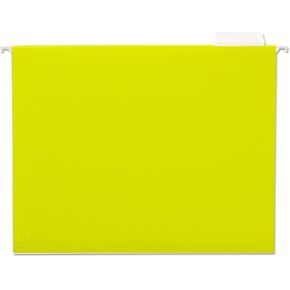 Universal UNV14119EE 1/5-Cut Tab Deluxe Bright Color Tab Hanging File Folders - Letter Size, Yellow (25/Box)