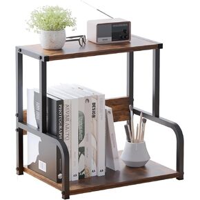 Office Desk Shelf Organizer, Wood Desktop Bookshelf Supplies Storage Rack,Stylish Vinyl Record Holder,Multi-Functional Rack for Spice, Cosmetic and Syrup Bottles