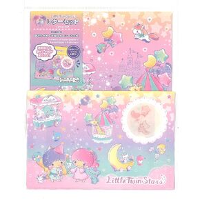 YAMANO SHIGYO Sanrio Little Twin Stars Window Open Letter Set 8 Writing Paper 4 Envelopes 4 Stickers Made in Japan D21D Pink, Purple No,59