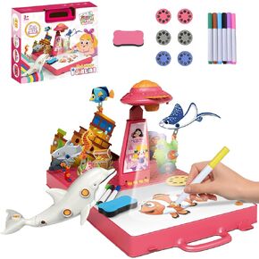 ASTRAEA Drawing Projector for Kids, Art Sketch Projector with 3D Puzzles, Trace and Draw Projector Include 48 Projection Image, Learn to Draw Toys for Boys and Girls Age 4,5,6,7,8