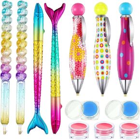 Ovelur 7 Piece Diamond Painting Accessories Pens with 5 Piece Diamond Painting Wax Storage, 5D Diamond Art Pens Tools for Adult Kids (Drill Pens)
