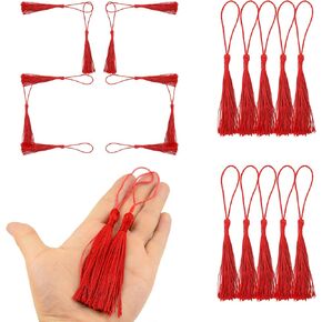 WALWAL Handmade DIY Tassels，25PCS Handmade Tassel Assortment - 14cm/5.5 Inch Tassels for DIY Earrings, Jewelry, Bookmarks, Arts & Crafts (Red)