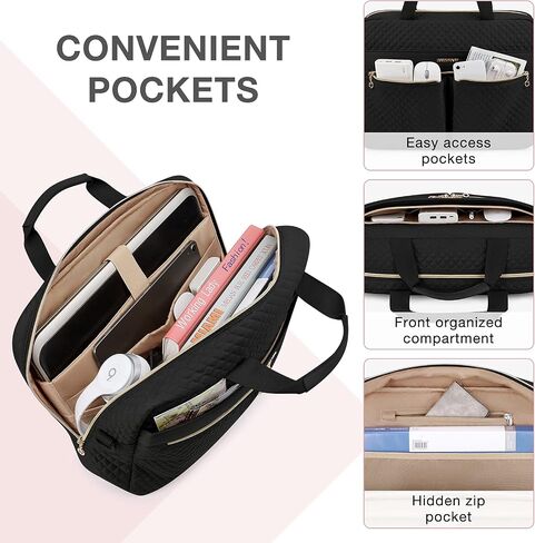 BAGSMART 17.3/15.6 Inch Laptop Bag, Briefcase for Women Computer Messenger Bag Office Travel Business, Black in Saudi Arabia