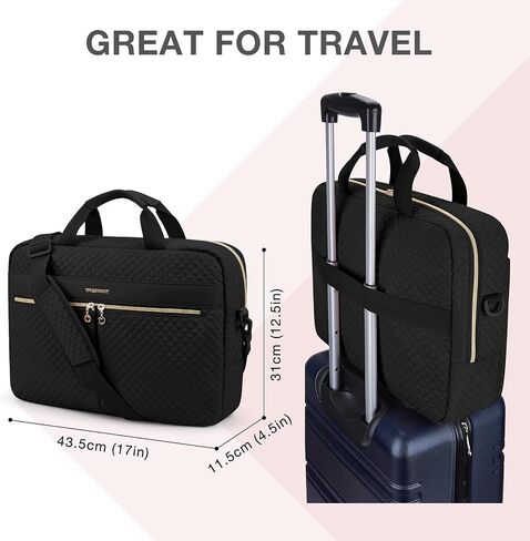 BAGSMART 17.3/15.6 Inch Laptop Bag, Briefcase for Women Computer Messenger Bag Office Travel Business, Black in Saudi Arabia