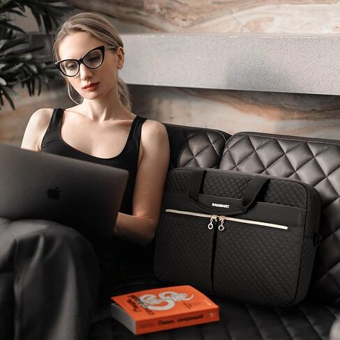 BAGSMART 17.3/15.6 Inch Laptop Bag, Briefcase for Women Computer Messenger Bag Office Travel Business, Black in Kuwait
