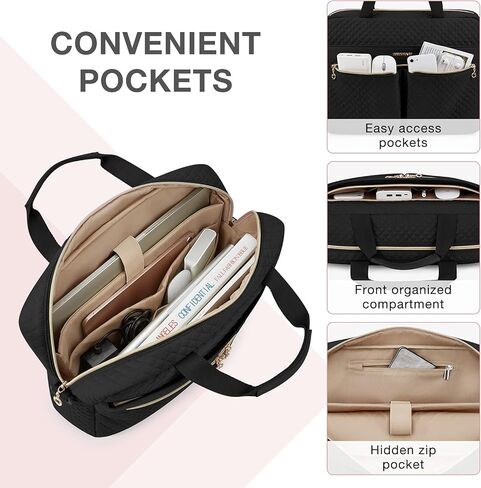 BAGSMART 17.3/15.6 Inch Laptop Bag, Briefcase for Women Computer Messenger Bag Office Travel Business, Black in Kuwait