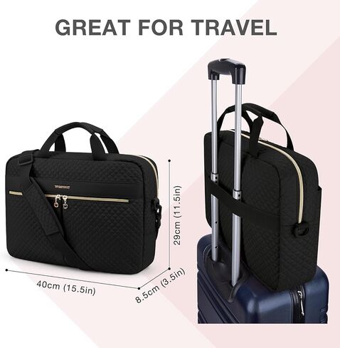 BAGSMART 17.3/15.6 Inch Laptop Bag, Briefcase for Women Computer Messenger Bag Office Travel Business, Black in Kuwait