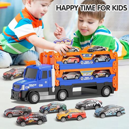 Truck Race Track Toys for Kids,55 Inch Race Track and 6 Die-Cast Metal Toy Cars,Truck Toys with Lights & Sounds, Toddler Truck Toy Gifts for 3 4 5 6 7 Years Old Boys and Girls in Saudi Arabia