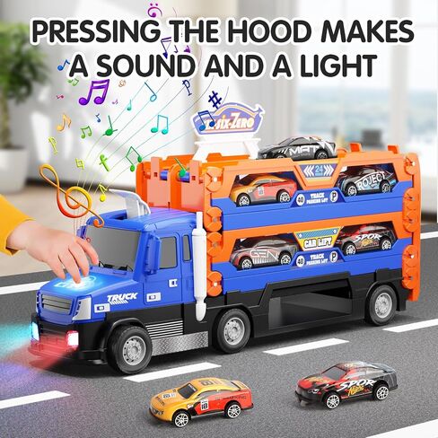 Truck Race Track Toys for Kids,55 Inch Race Track and 6 Die-Cast Metal Toy Cars,Truck Toys with Lights & Sounds, Toddler Truck Toy Gifts for 3 4 5 6 7 Years Old Boys and Girls in Saudi Arabia