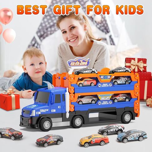 Truck Race Track Toys for Kids,55 Inch Race Track and 6 Die-Cast Metal Toy Cars,Truck Toys with Lights & Sounds, Toddler Truck Toy Gifts for 3 4 5 6 7 Years Old Boys and Girls in Saudi Arabia
