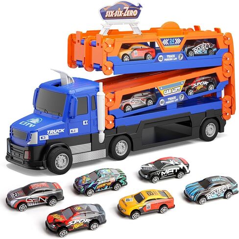 Truck Race Track Toys for Kids,55 Inch Race Track and 6 Die-Cast Metal Toy Cars,Truck Toys with Lights & Sounds, Toddler Truck Toy Gifts for 3 4 5 6 7 Years Old Boys and Girls in Saudi Arabia