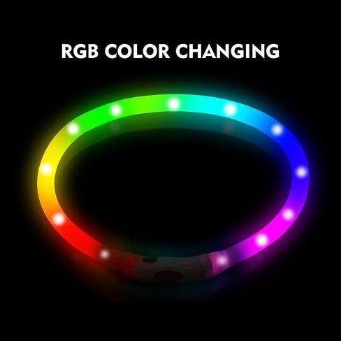 LED Dog Collar, Rechargeable RGB Color Changing Light Up Dog Collars, Waterproof Dog Lights Make Pet Visible and Safety for Night Walking，Outdoor, Camping, for Small Medium Large Dogs in Saudi Arabia