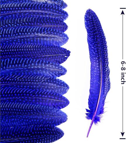 ثاراهت 24 قطعة من الريش المرقط الطبيعي بألوان مختلفة ريش جناح الطيور الغينية مقاس 6-8 بوصات للملابس الحرفية والمجوهرات DIY ديكور ريش جناح الطيور الغينية in Kuwait