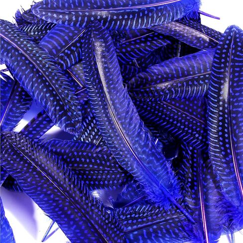 ثاراهت 24 قطعة من الريش المرقط الطبيعي بألوان مختلفة ريش جناح الطيور الغينية مقاس 6-8 بوصات للملابس الحرفية والمجوهرات DIY ديكور ريش جناح الطيور الغينية in Kuwait