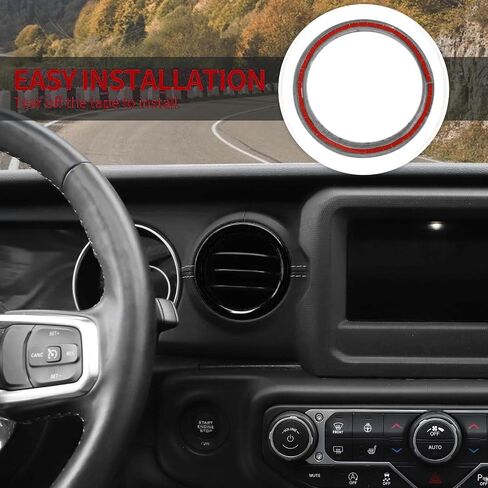 Voodola for Jeep JL Dash تكييف الهواء تنفيس منفذ الحافة شبكة التهوية زخرفة تقليم ل 2018-2023+ Jeep Wrangler JL JLU Gladiator JT Trunk الملحقات الداخلية، سبائك الألومنيوم الأحمر in Saudi Arabia