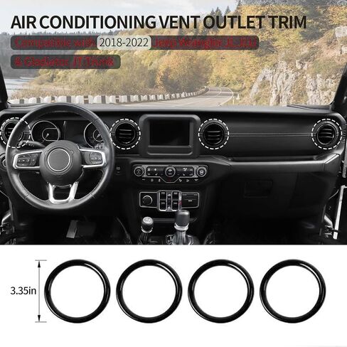 Voodola for Jeep JL Dash تكييف الهواء تنفيس منفذ الحافة شبكة التهوية زخرفة تقليم ل 2018-2023+ Jeep Wrangler JL JLU Gladiator JT Trunk الملحقات الداخلية، سبائك الألومنيوم الأحمر in Saudi Arabia