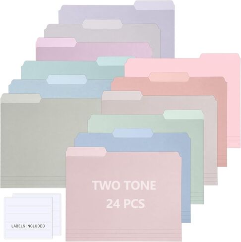 gisgfim 12 Pcs Two Tone Colored File Folders 1/3 Cut Tab Letter Size Manila File Folder with Tabs Decorative Assorted Position File Folders for Office School Business Home Organizer in Saudi Arabia