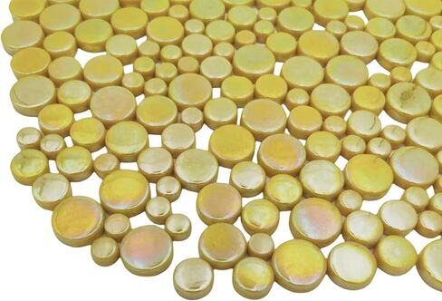 Iridescent Round Glass Mosaic Tiles for Crafts Bulk,1.1LB Mini Circle Mosaic Glass Pieces for Flowerpots, Vases, Cups, Garden and Home Decor DIY Mosaic Making Supplies (Green) in Saudi Arabia