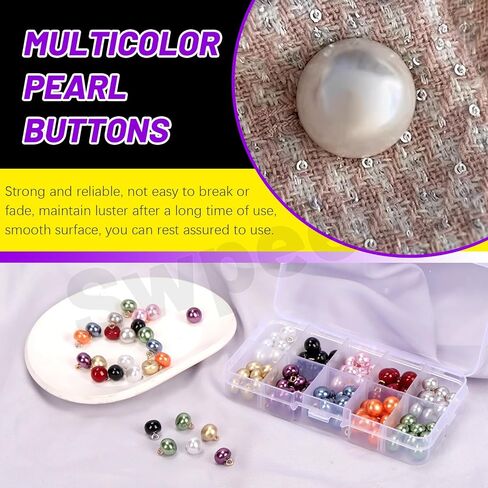 Swpeet 20 Yard Pink Braid Trim with Elastic Button Loop with 50Pcs Pearl Buttons Kit, Elastic Button Loop Stretch Band, Braid Trim Embellishment Elastic Cord with Buttonhole for Costume Crafts in Saudi Arabia