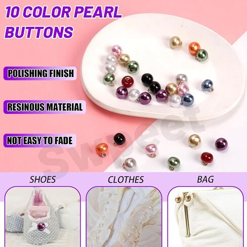 Swpeet 20 Yard Pink Braid Trim with Elastic Button Loop with 50Pcs Pearl Buttons Kit, Elastic Button Loop Stretch Band, Braid Trim Embellishment Elastic Cord with Buttonhole for Costume Crafts in Saudi Arabia