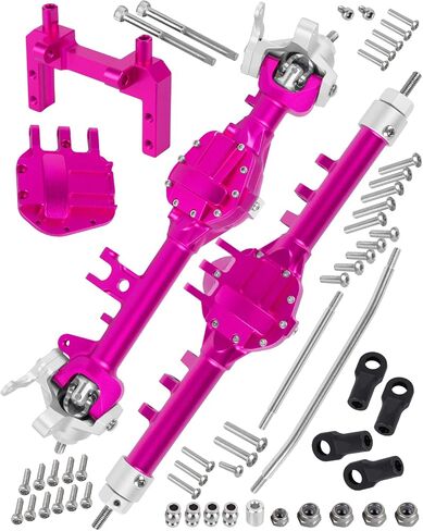 RC Alloy Front Rear Portal Axle Upgrades Part for 1/10 RC Crawler Axia1 SCX10 90046 90047,Aluminium Front Rear Complete Portal Housing,Black w/Red in Saudi Arabia