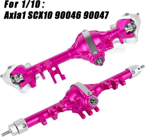 RC Alloy Front Rear Portal Axle Upgrades Part for 1/10 RC Crawler Axia1 SCX10 90046 90047,Aluminium Front Rear Complete Portal Housing,Black w/Red in Saudi Arabia