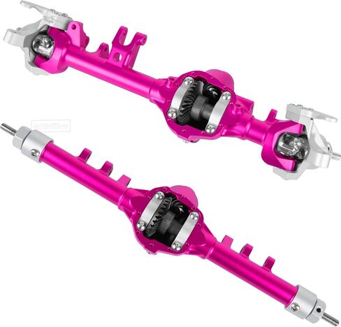 RC Alloy Front Rear Portal Axle Upgrades Part for 1/10 RC Crawler Axia1 SCX10 90046 90047,Aluminium Front Rear Complete Portal Housing,Black w/Red in Saudi Arabia